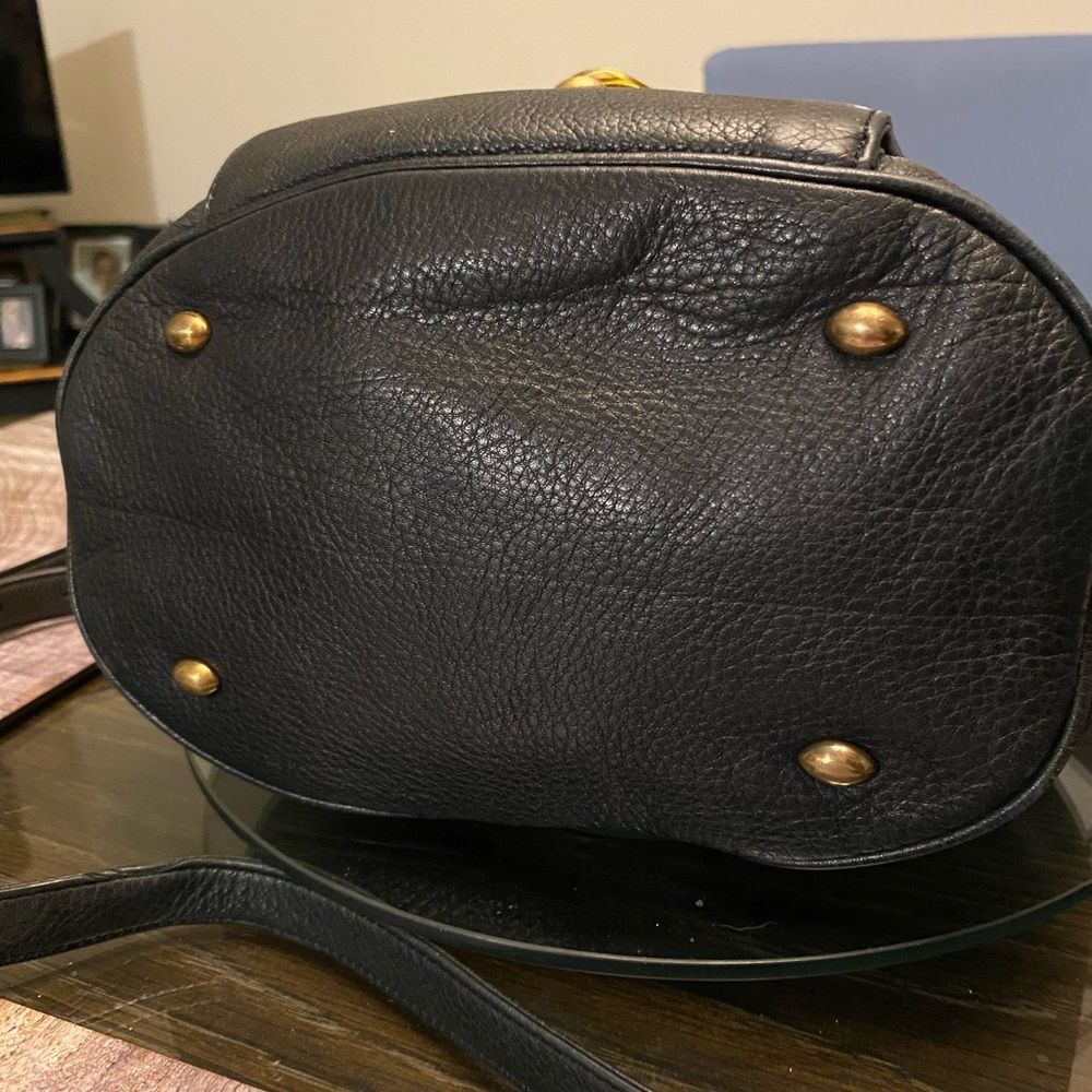 Vintage Cole Haan Black Leather Backpack with Gold Hardware - Picture 6 of 8